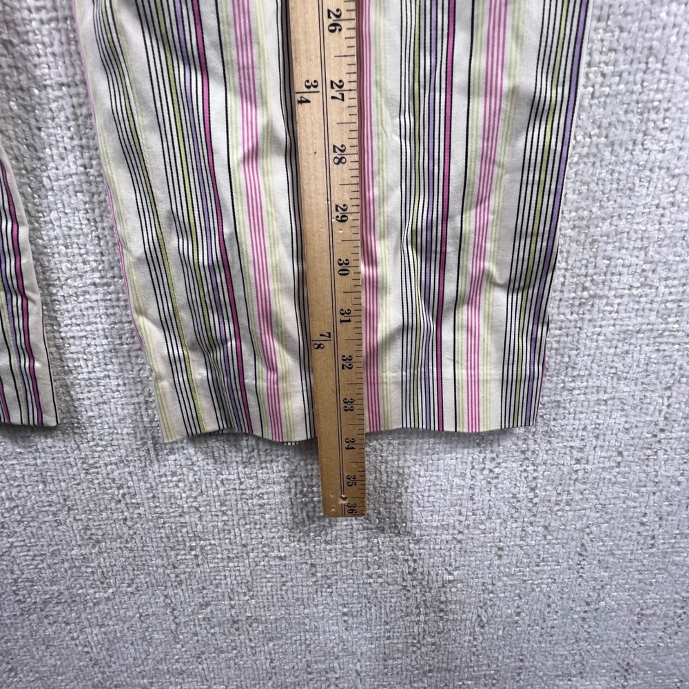 LOFT Womens Pink Grey Striped Wide Leg Trousers Mid Rise Career Crop Pants - Picture 5 of 10